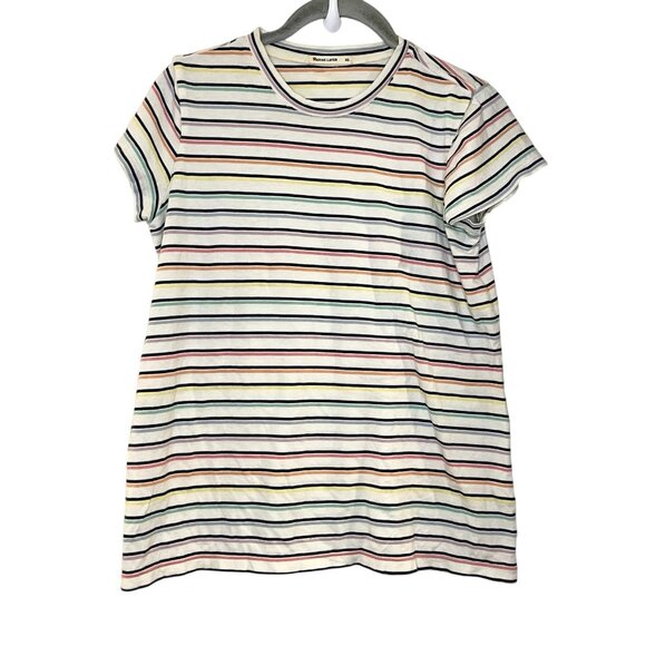 Marine Layer Top XS Rainbow Striped Cream Comfort Cotton Casual Cotton Modal - Picture 1 of 5